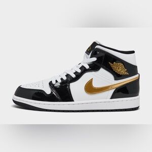 Air Jordan 1 Mid SE – Black/Metallic Gold/White – Size 12 (US)